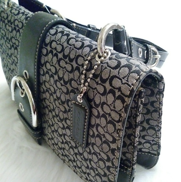 Coach Handbags - Coach Shoulder Bag E0407075 Canvas Leather Black